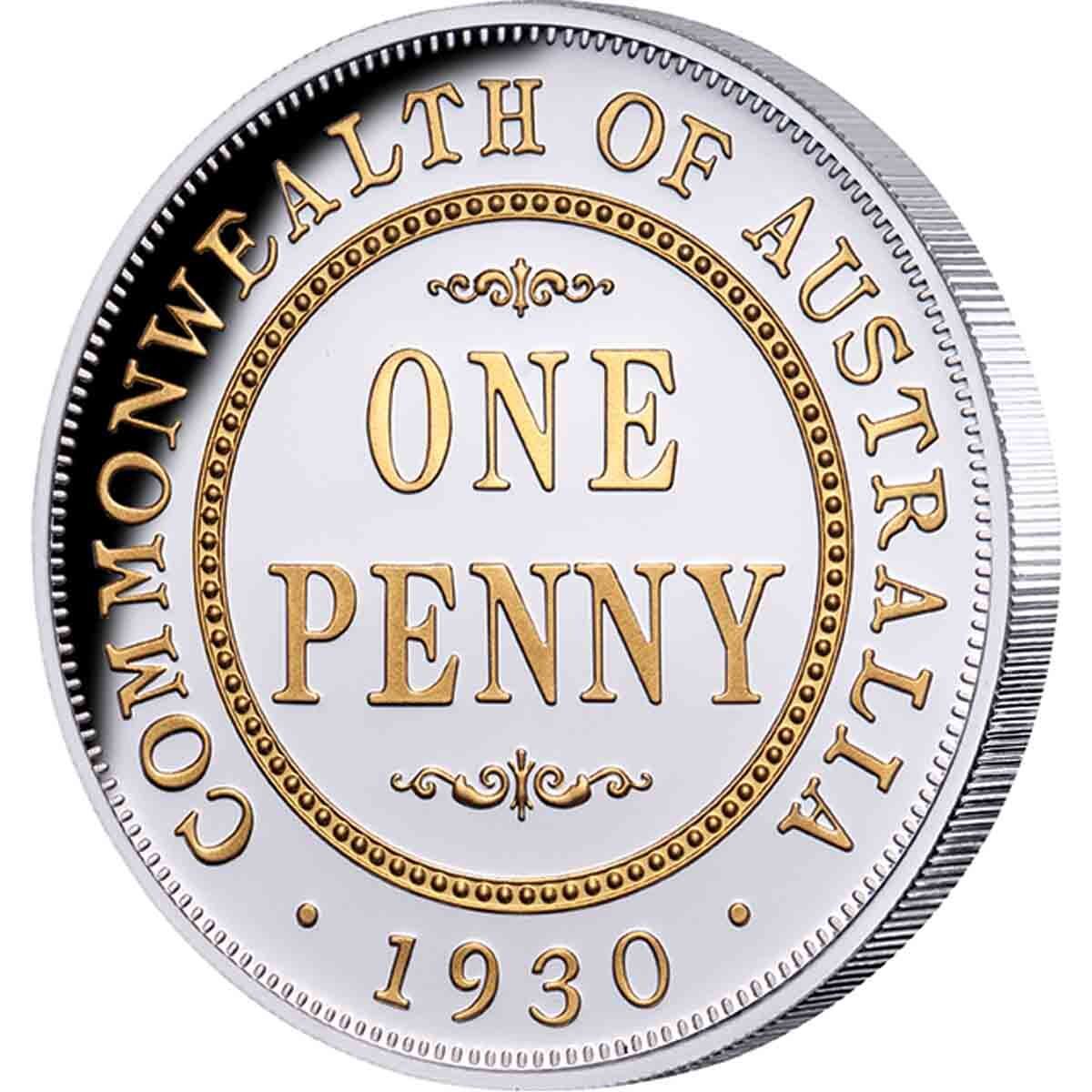 2020 $1 90th Anniversary of the 1930 Penny Gilded Silver Proof Coin