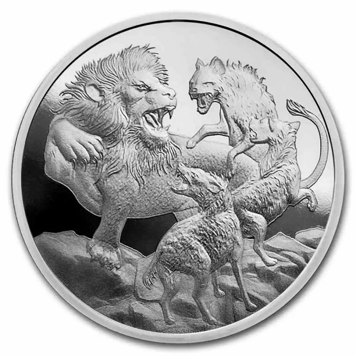 2022 $1 Apex Predators Lion and Hyena 1oz Silver BUNC Coin