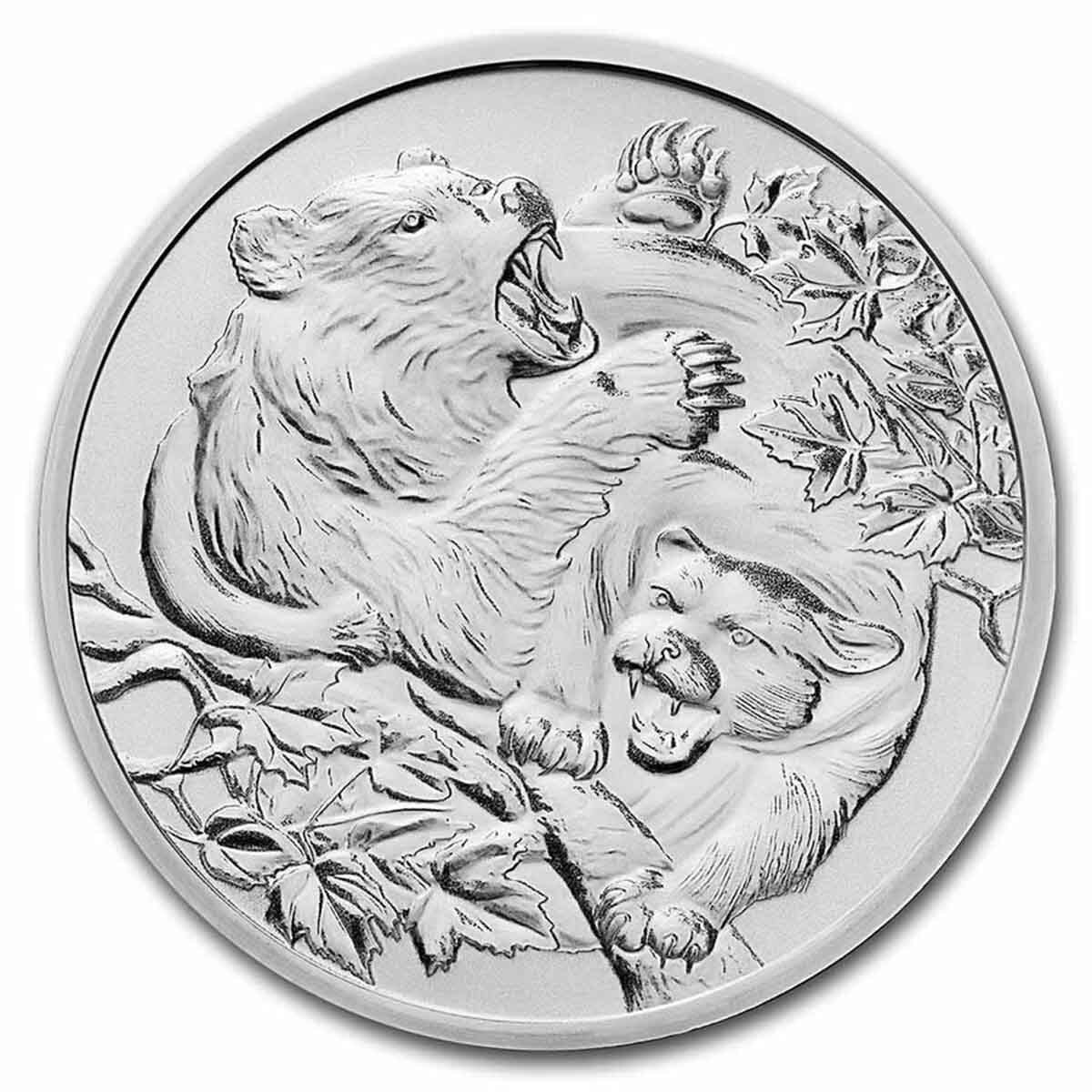 2022 $1 Apex Predators Cougar and Bear 1oz Silver BUNC Coin