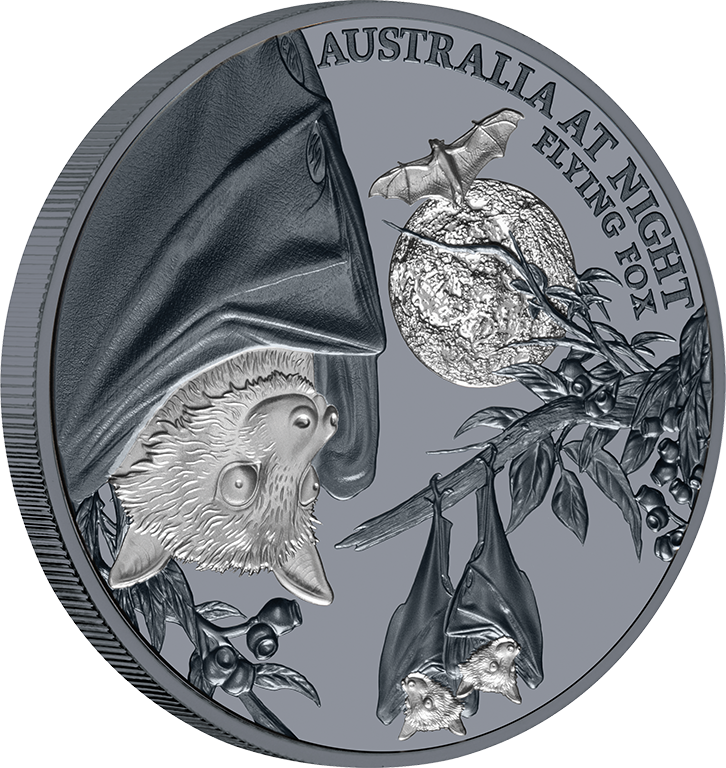 2023 $1 Australia at Night Flying Fox 1oz Silver Black Proof Coin