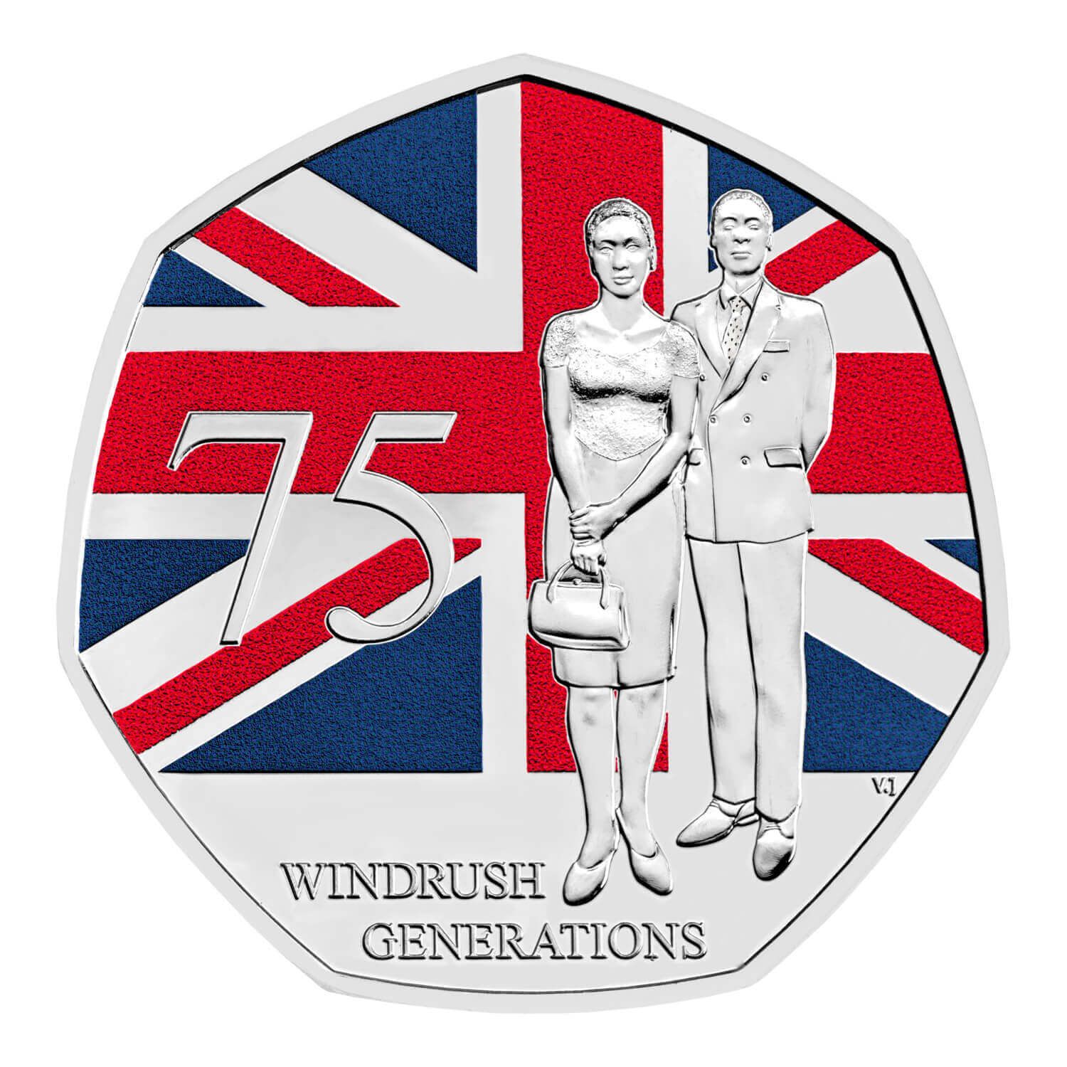 2023 50p 75 Years of the Windrush Generation BUNC Coloured Coin
