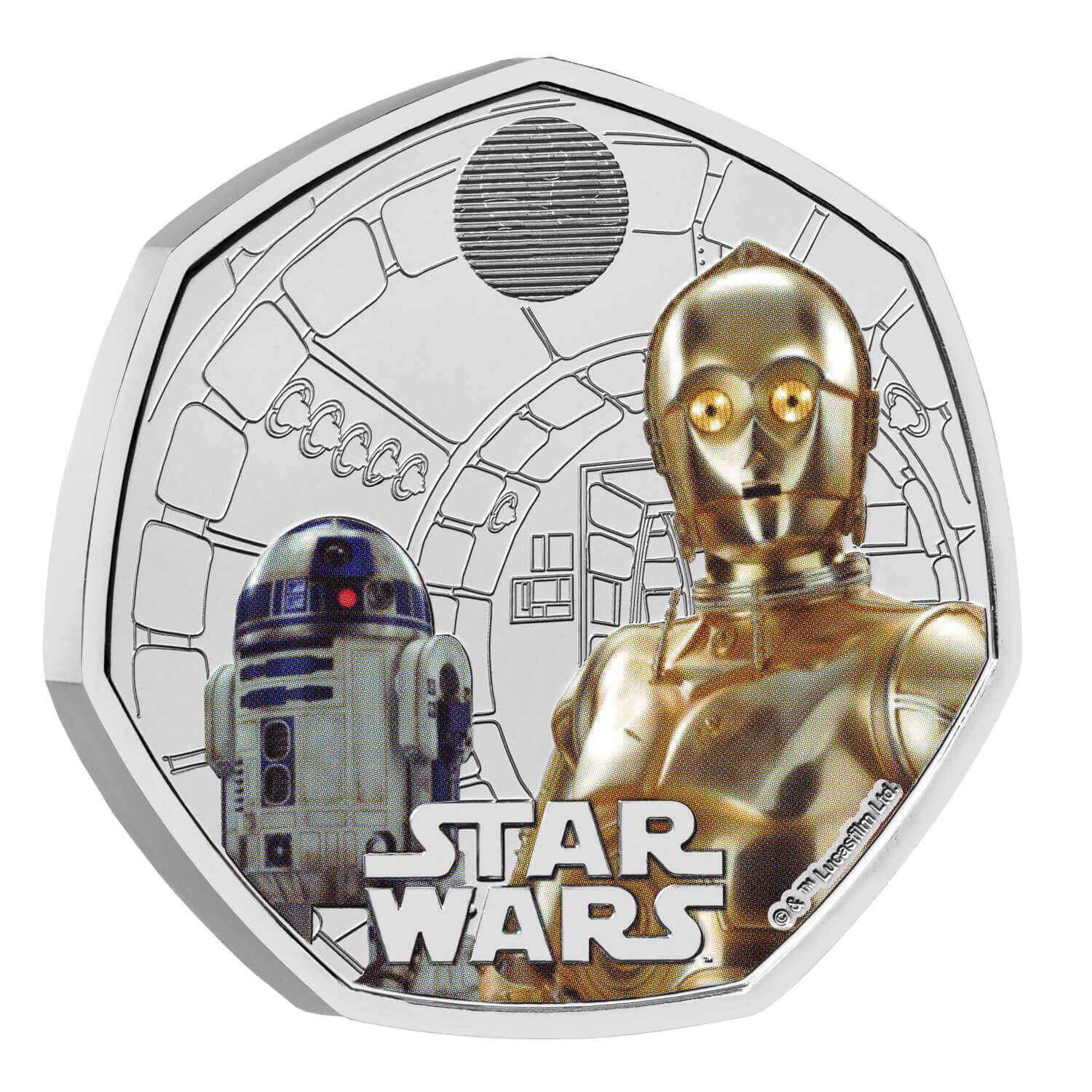 2023 50p Star Wars R2-D2 and C-C3PO Coloured BUNC Coin