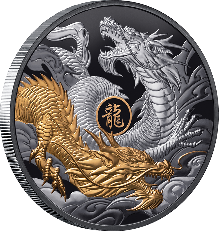 2024 $10 Lunar Dragon 5oz Silver Gilded Black Proof