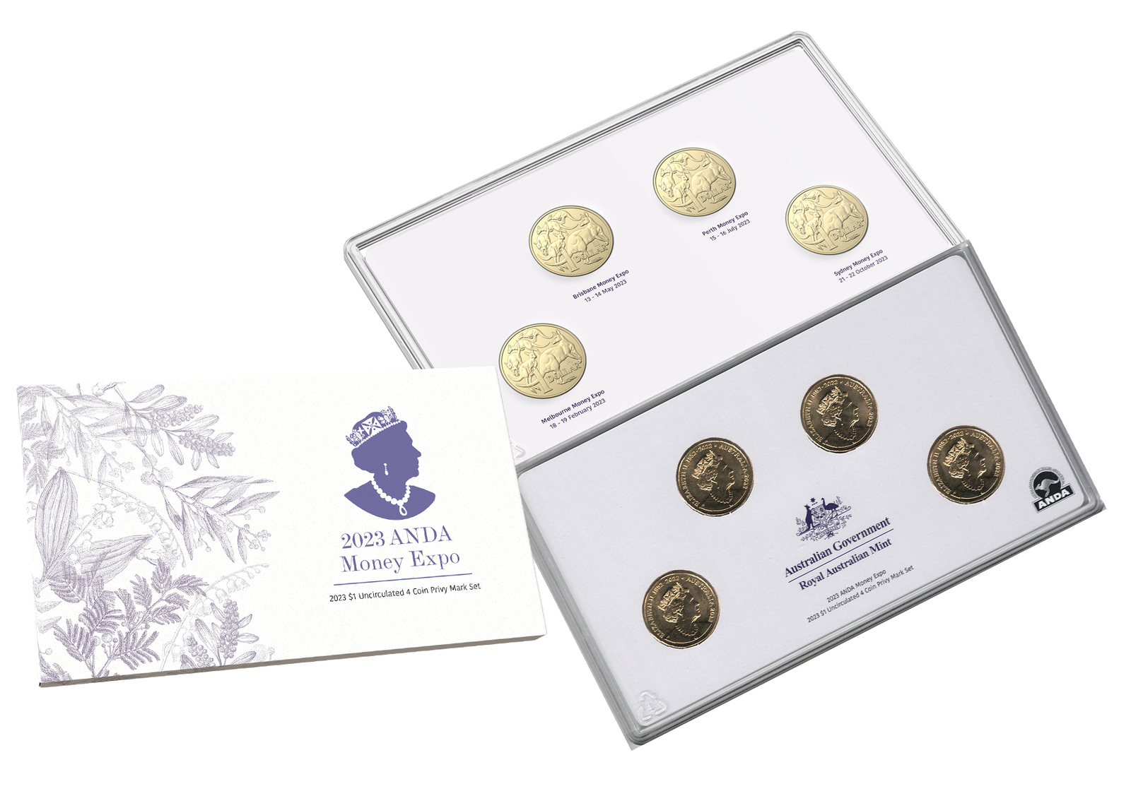 2023 ANDA Money Exop $1 Uncirculated 4 Coin Privy Mark Set