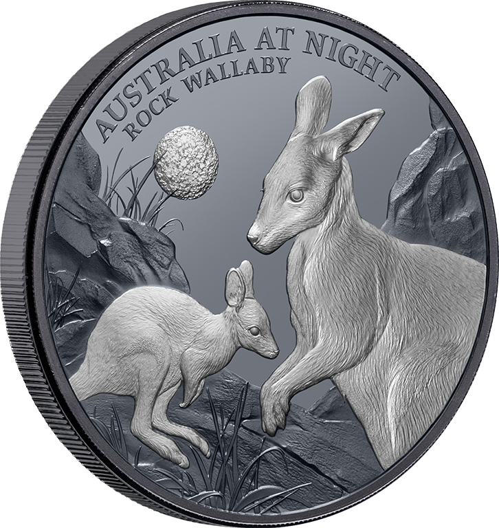 2023 $1 Australia at Night Rock Wallaby 1oz Silver Black Proof Coin