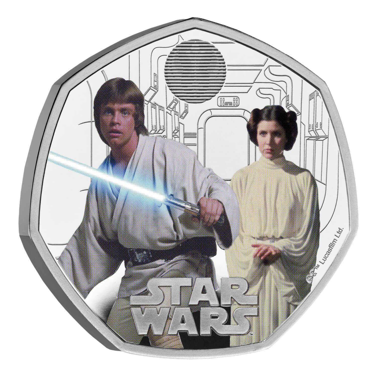 2023 50p Star Wars Luke Skywalker and Princess Leia Coloured Silver Proof