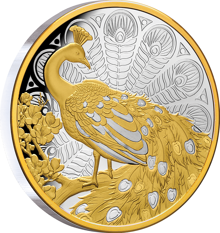 2024 $1 Peacock 1oz Selectively Gold-Plated Proof Coin