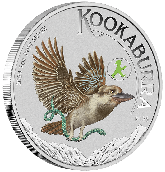 2024 $1 World Money Fair Australian Kookaburra Coloured UNC 1oz Silver Coin in Card