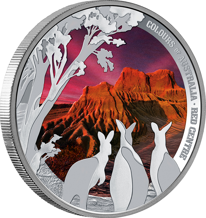 204 $1 Colours of Australia - Red Centre 1oz Coloured Silver Proof