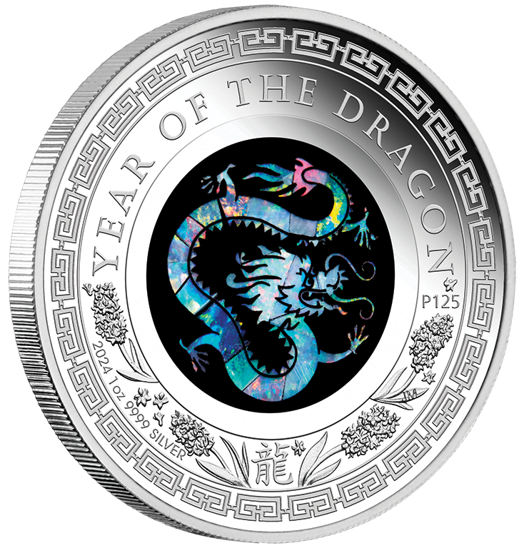2024 $1 Year of the Dragon 1oz Silver Proof Opal Coin