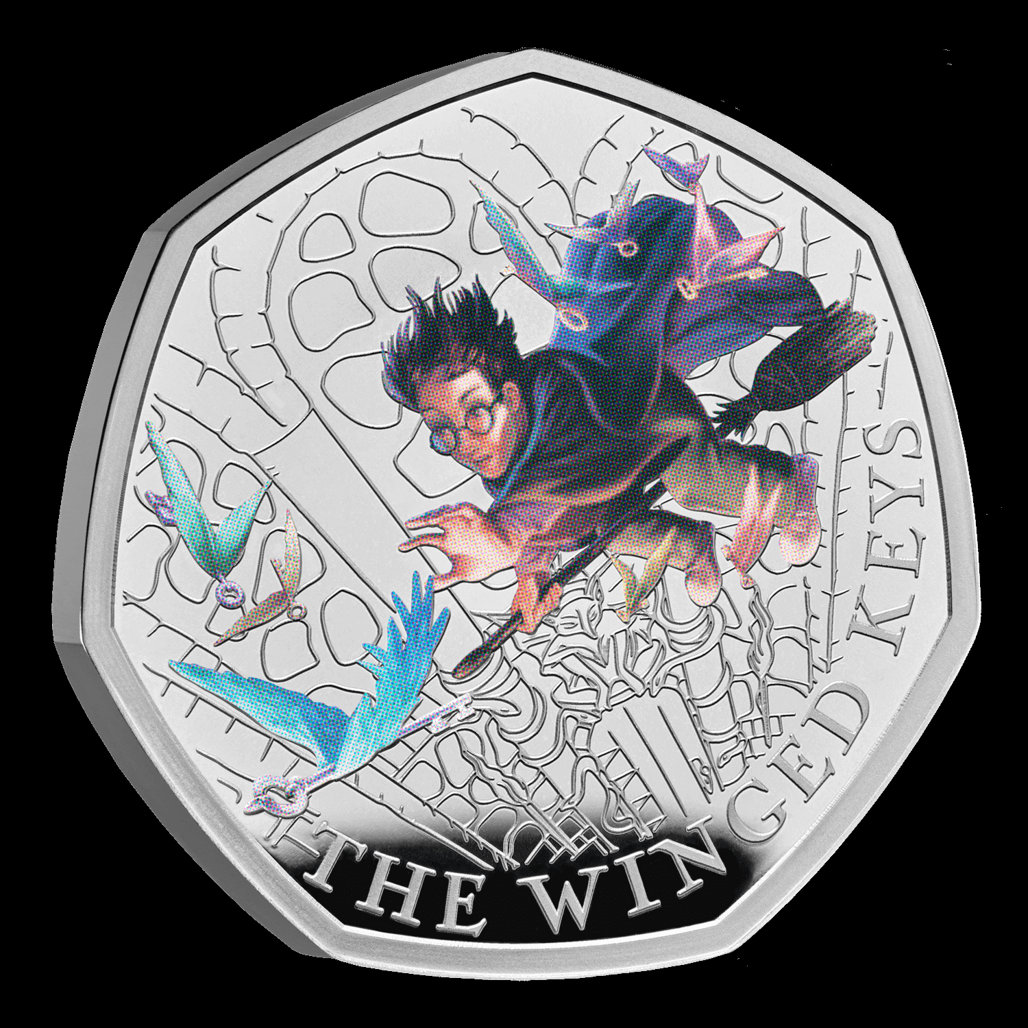 2024 50p Harry Potter the Winged Keys Coloured Silver Proof