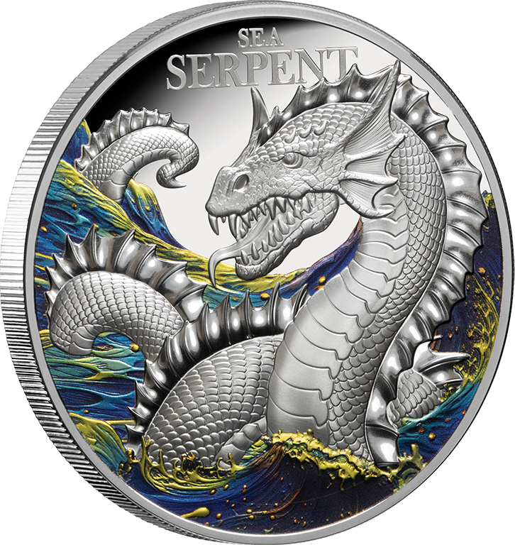 2024 $2 Sea Serpent  2oz Coloured Silver Proof Coin