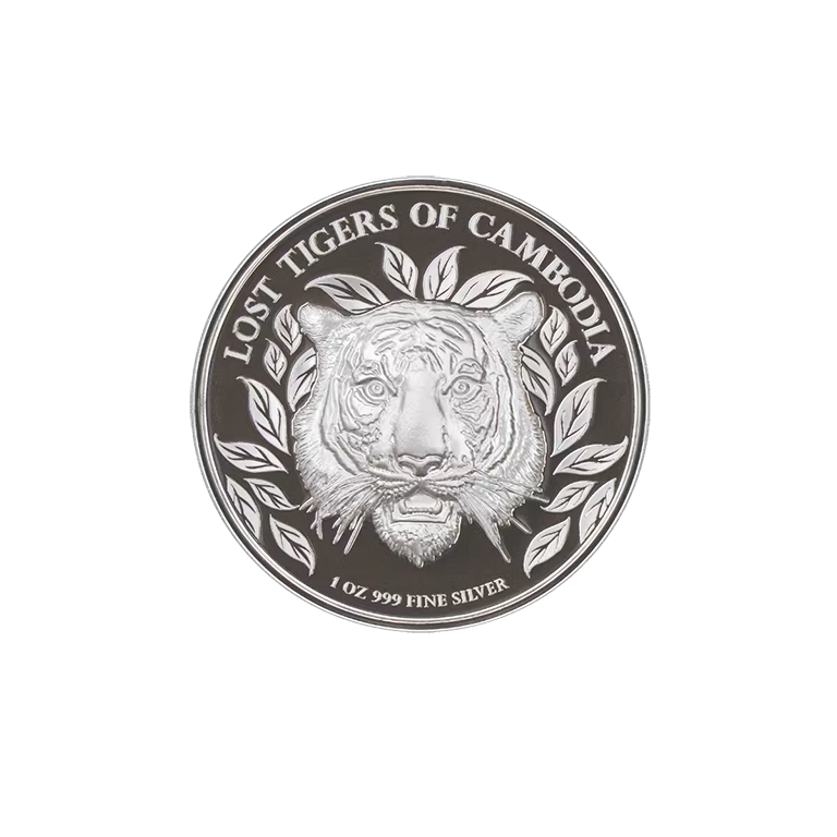 2022 1oz Cambodia Lost Tigers of Cambodia High Relief Silver Proof Coin