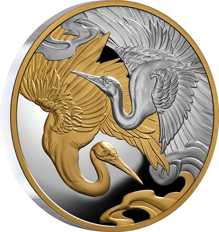 2025 $1 Cranes Harmoney and Longevity 1oz Gold Plated Silver Proof Coin