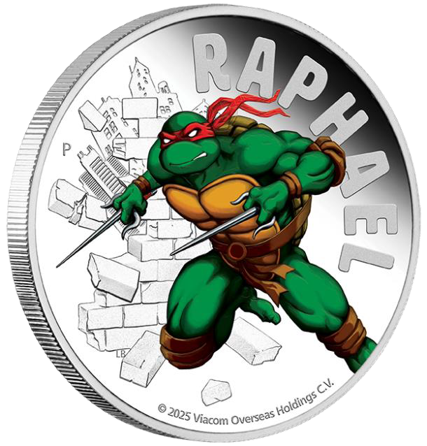 2025 $1 Teenage Ninja Mutant Turtles - Raphael 1oz Coloured Silver Proof