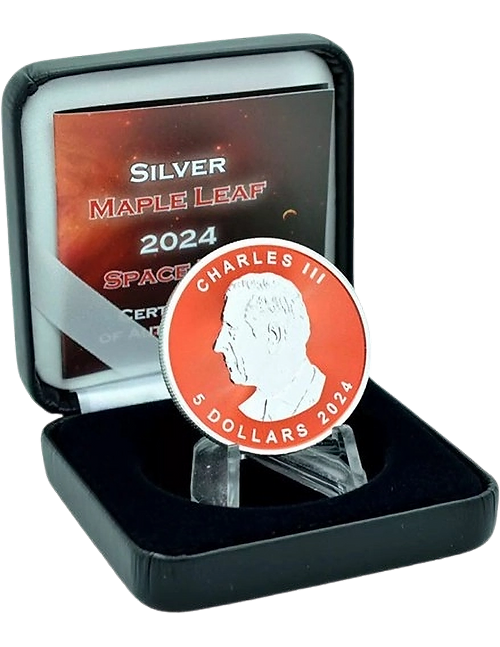 2024 $5 Maple Leaf Space Red 1oz Silver Coin