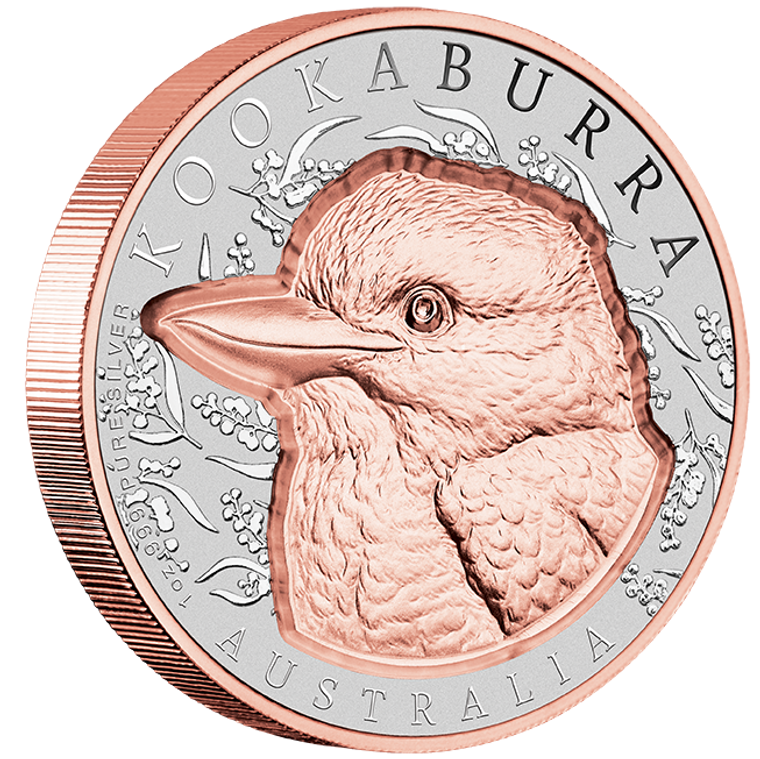 2025 $2 Native Impressions Kookaburra 1oz Silver Super Incused Coin Rose Gold Gilded
