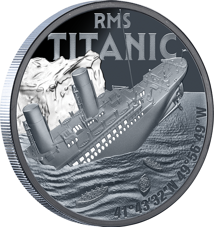 2025 $1 RMS Titanic Silver Black Proof Coin