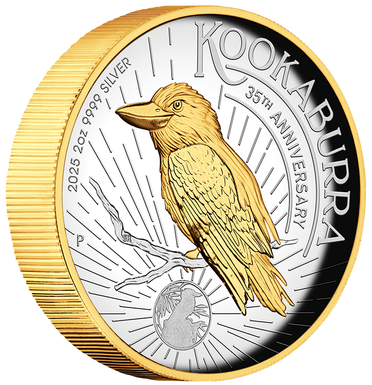 2025 $2 Australian Kookaburra 2oz High Relief Silver Gilded Proof Coin