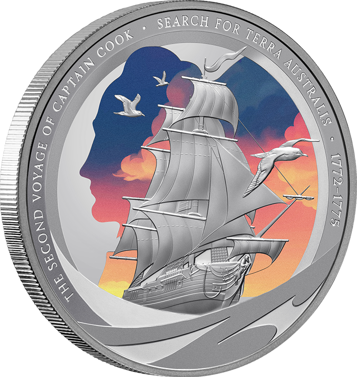 2025 $1 Capt. Cook The Search for Terra Australis 1oz Silver Proof Coloured Coin