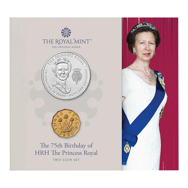 2025 £5 75th Birthday of HRH The Princess Royal 2 Coin Set