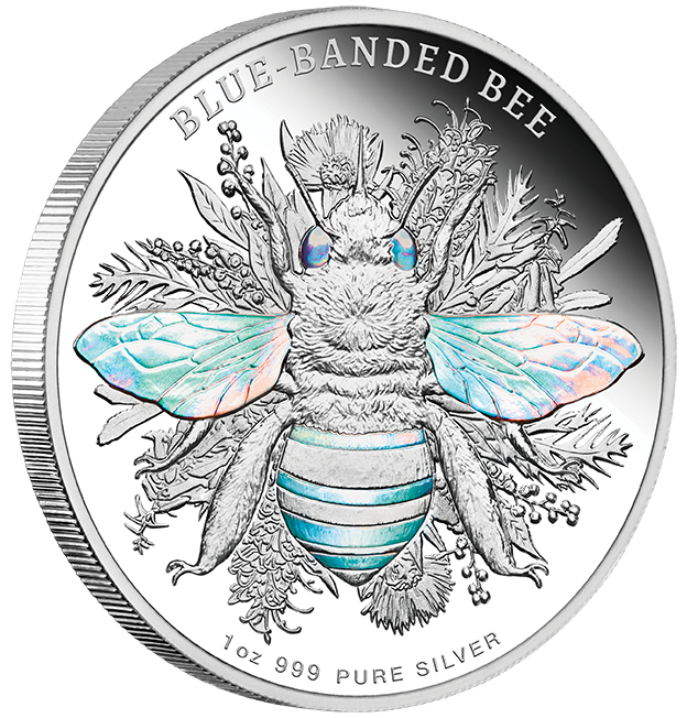 2025 $1 Australian Native Bees - Blue Banded Bee 1oz Silver Proof Hologram Coin