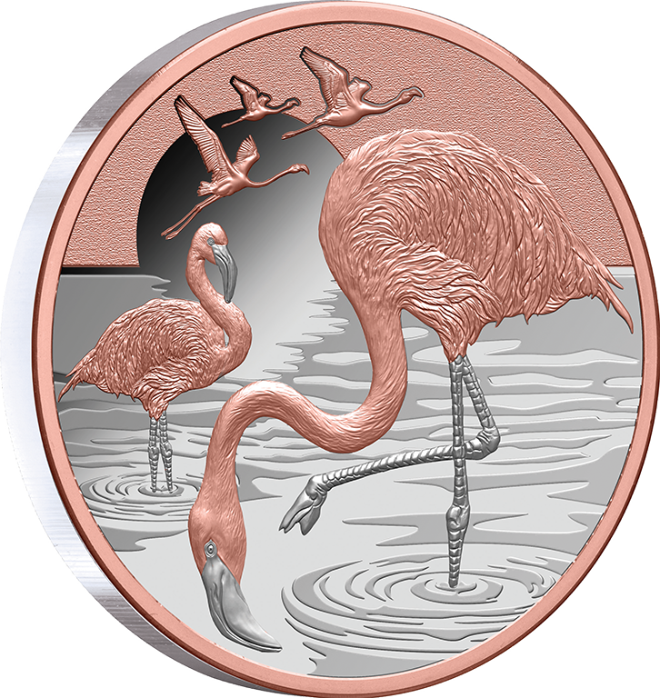 2025 $1 Pink Flamingo Rose-Gold Plated 1oz Silver Proof