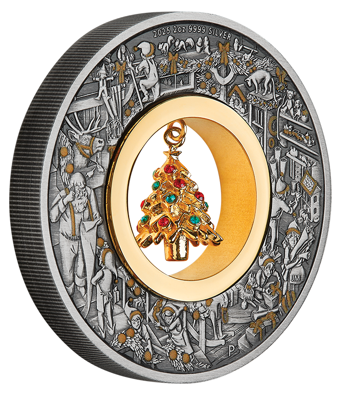 2025 $2 Santa's Workshop 2oz Silver Antiqued Coin