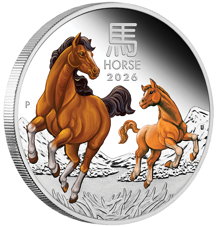 2026 $1 Year of Horse 1oz Silver Coloured Proof Coin 