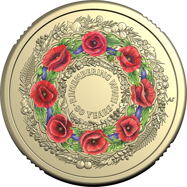 2025 $2 80 Years On - Remembering the Second World War Coloured 'Premium Mint Roll