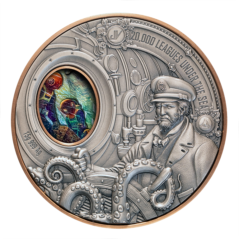 2026 $1 20,000 Leagues Under the Sea High Relief Rotating  Silver and Copper Antiqued Coin