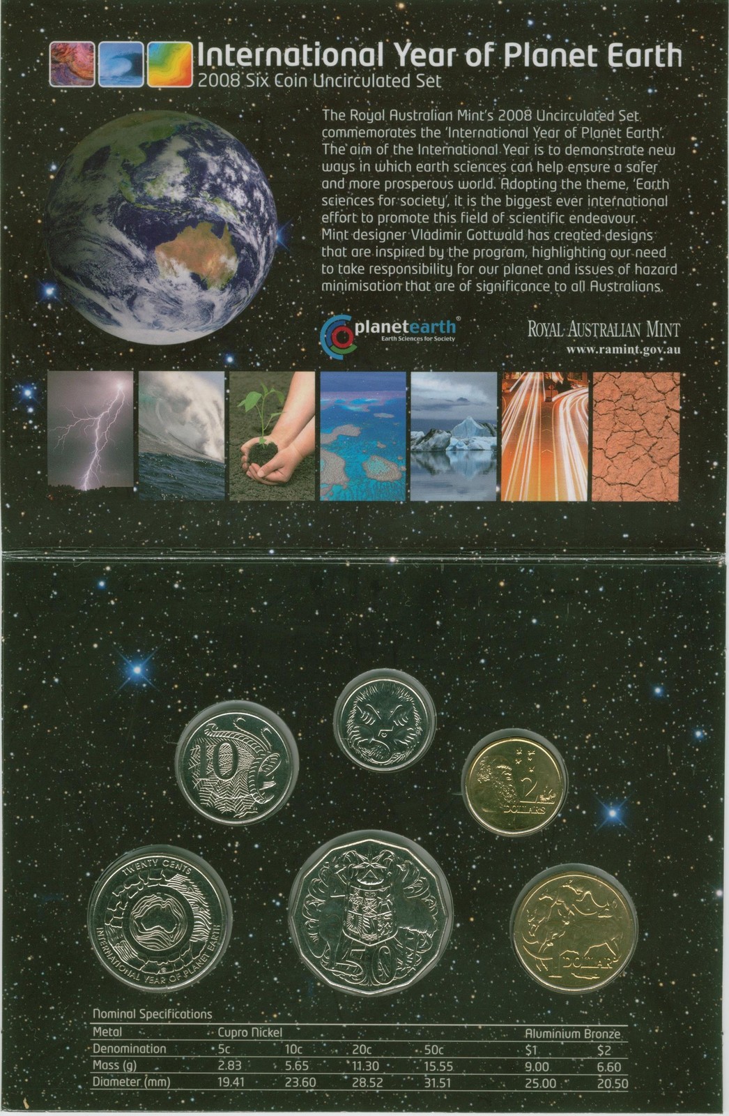 2008 Royal Australian Mint Uncirculated Mint Set International Year of Planet Earth WMF Issue
