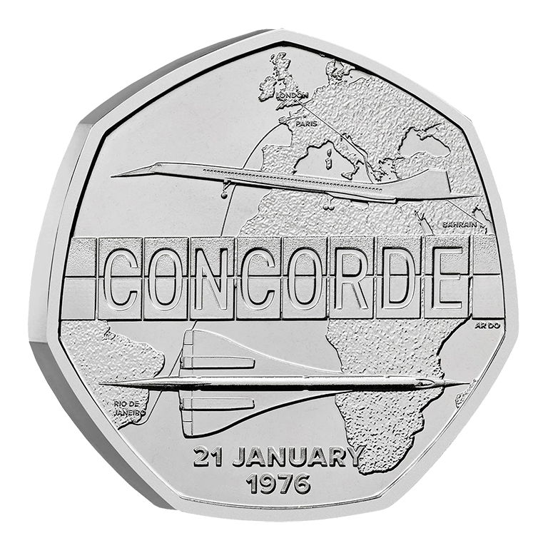 2026 50p 50th Anniversary of the First Flight of Concorde BUNC Coin