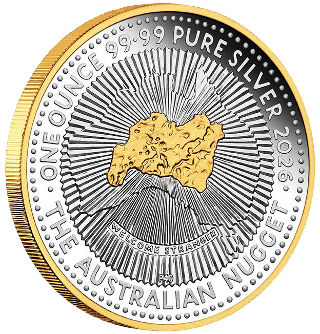 2026 $1 40th Anniversary of the Australian Nugget 1oz Silver Gilded Proof Coin