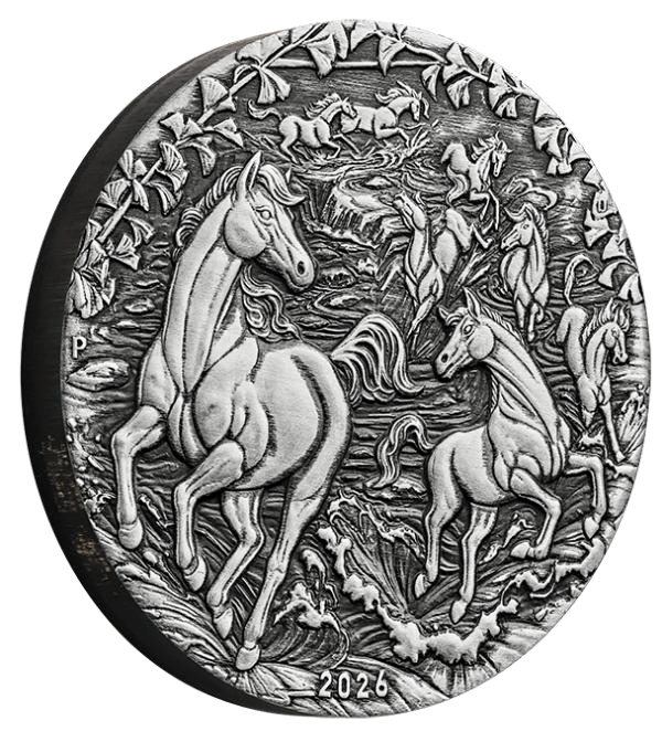 2026 $2 Year of the Horse 2oz Silver Antiqued Coin
