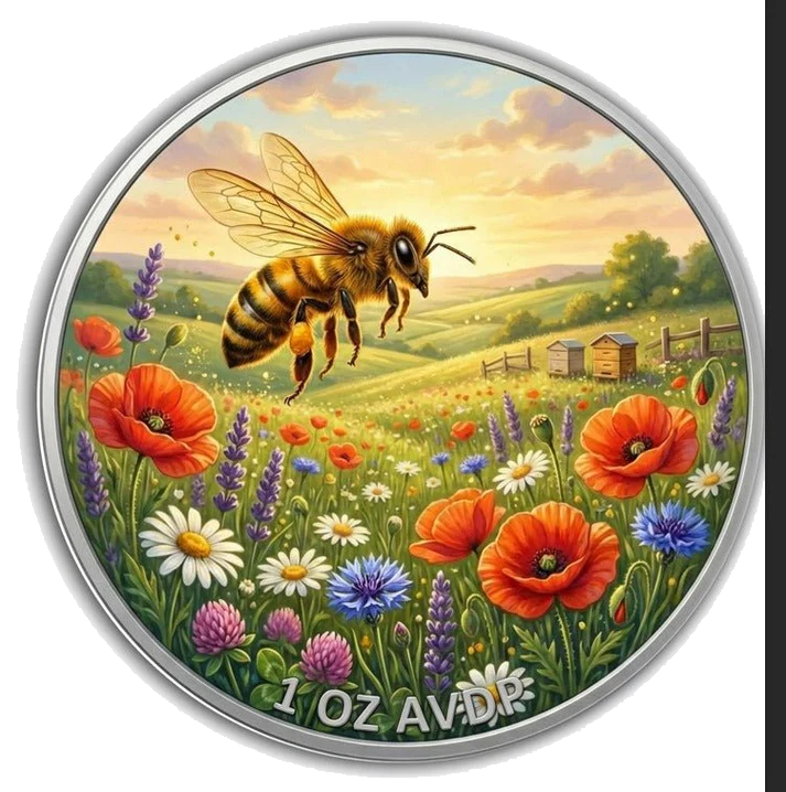 2026 Ultimate Honeybees 1oz bi-metal .999 Copper with Crystals