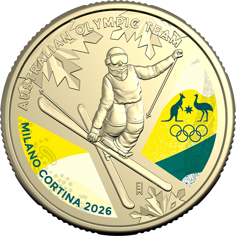 2026 $1 Australian Winter Olympics Coloured UNC Coin