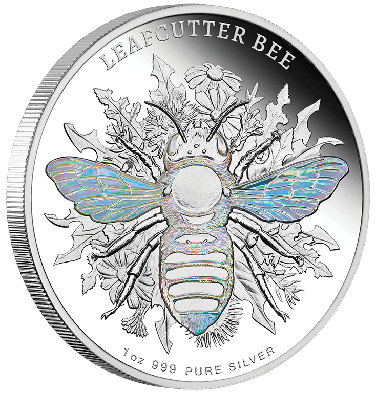 2026 $1 Australian Native Bees - Leafcutter Bee 1oz Silver Proof Hologram Coin