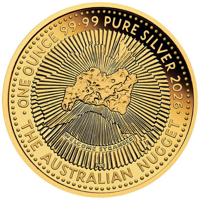 2026 $1 40th Anniversary of the Australian Nugget 1oz Silver Gold Plated Coin