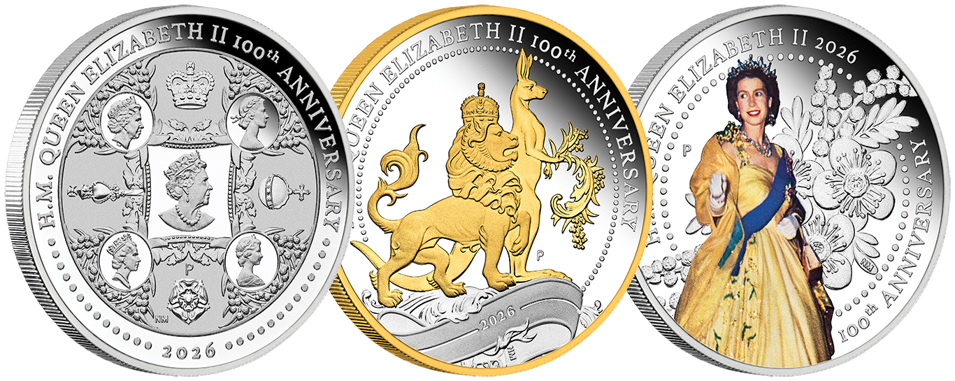 2026 $1 H.M. Queen Elizabeth II 100th Anniversary 1oz Silver Three-Coin Set