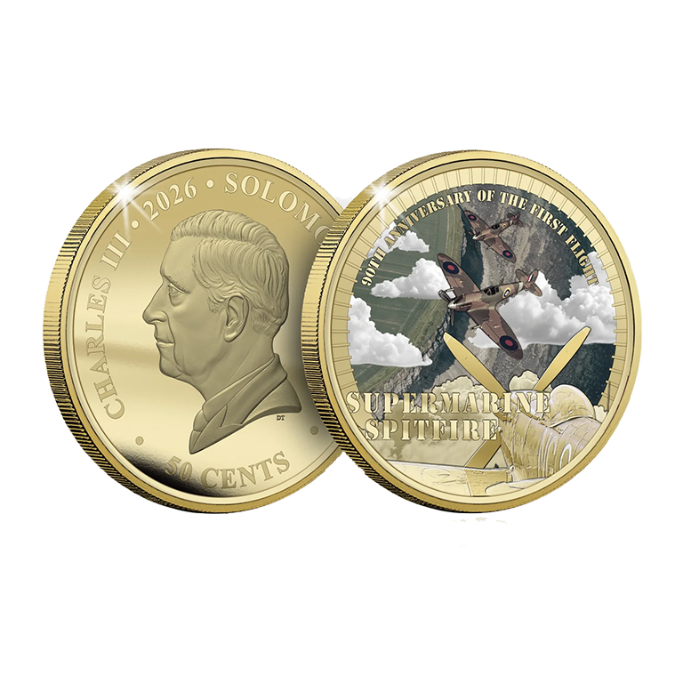 2026 50c Supermarine Spitfire Super Size Gold Luxe Edition Coin