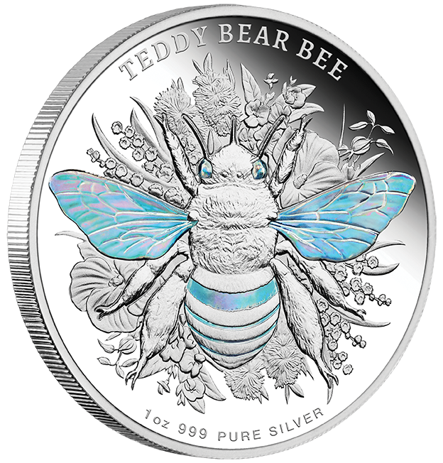 2026 $1 Australian Native Bees - Teddy Bear Bee 1oz Silver Proof Hologram Coin