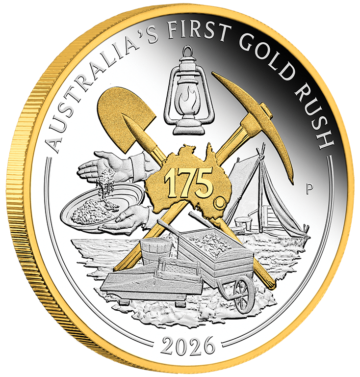 2026 $1 175th Anniversary of Australia's First Gold Rush 1oz Gilded Silver Proof Coin