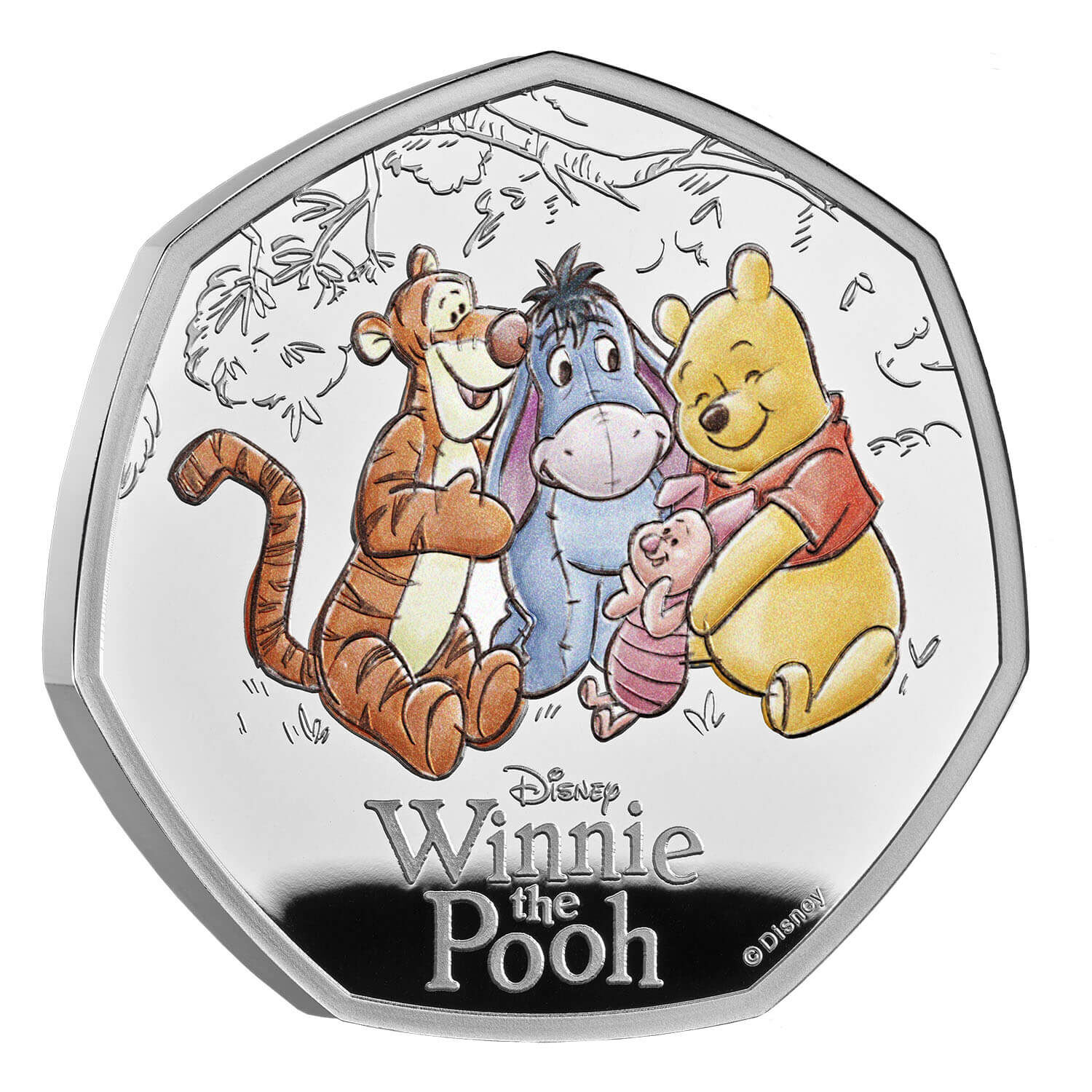 2026 50p 100 Years of Winnie the Pooh Friendship Silver Proof Coloured Coin