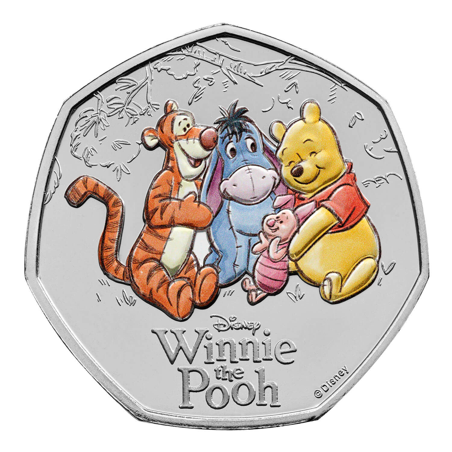 2026 50p 100 Years of Winnie the Pooh Friendship Coloured BUNC Coin
