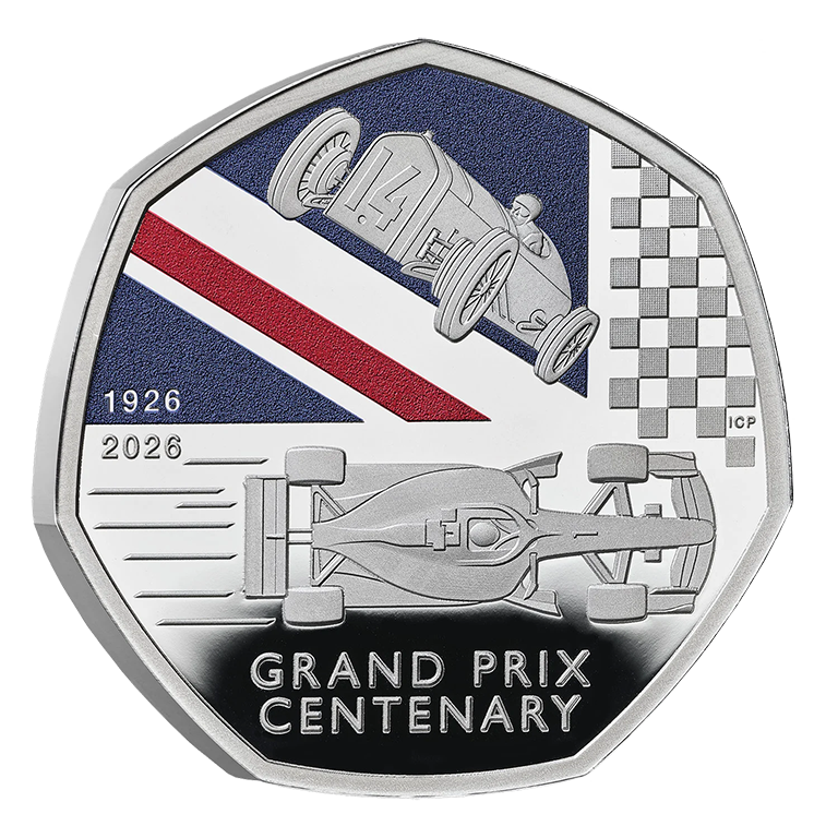 2026 50p 100 Years of the Grand Prix in Britain Silver Proof Coin