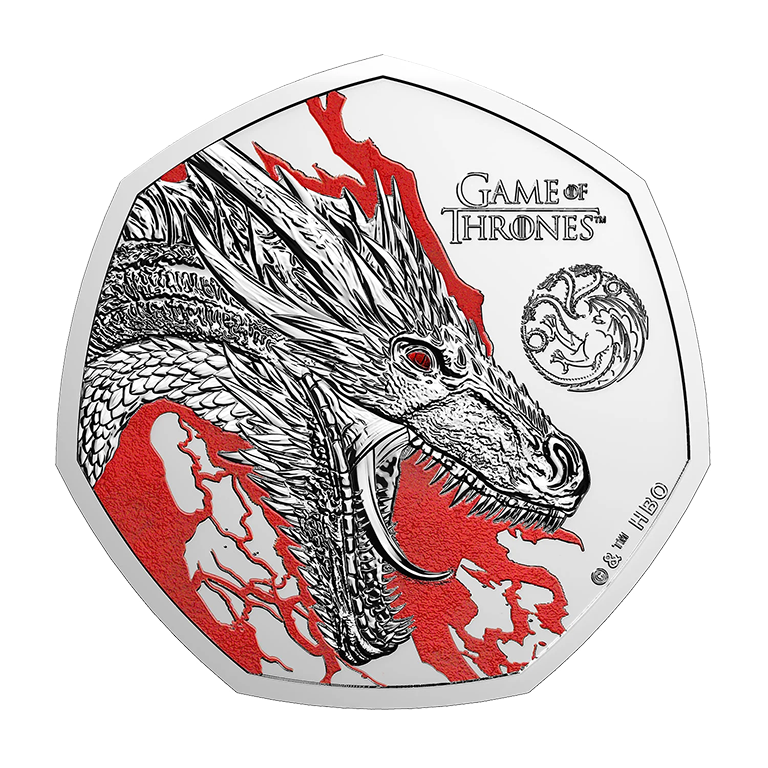 2026 50p Game of Thrones (Fire) Coloured Silver Proof Coin