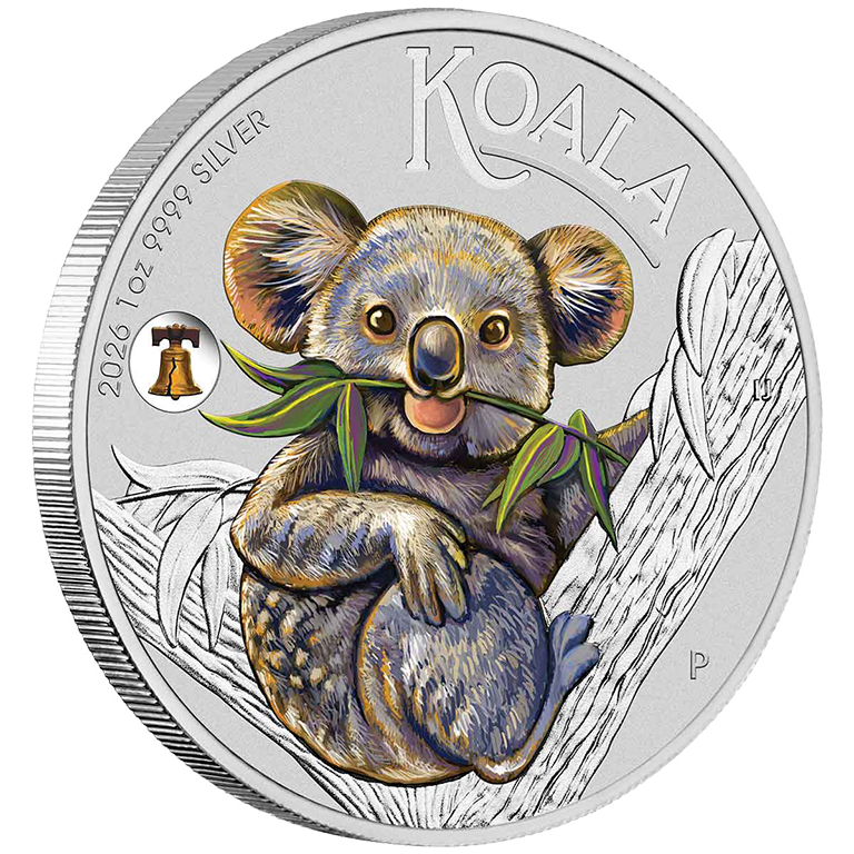 2026 $1 Koala Colour Liberty Bell Privy Mark 1oz Silver Uncirculated Coin