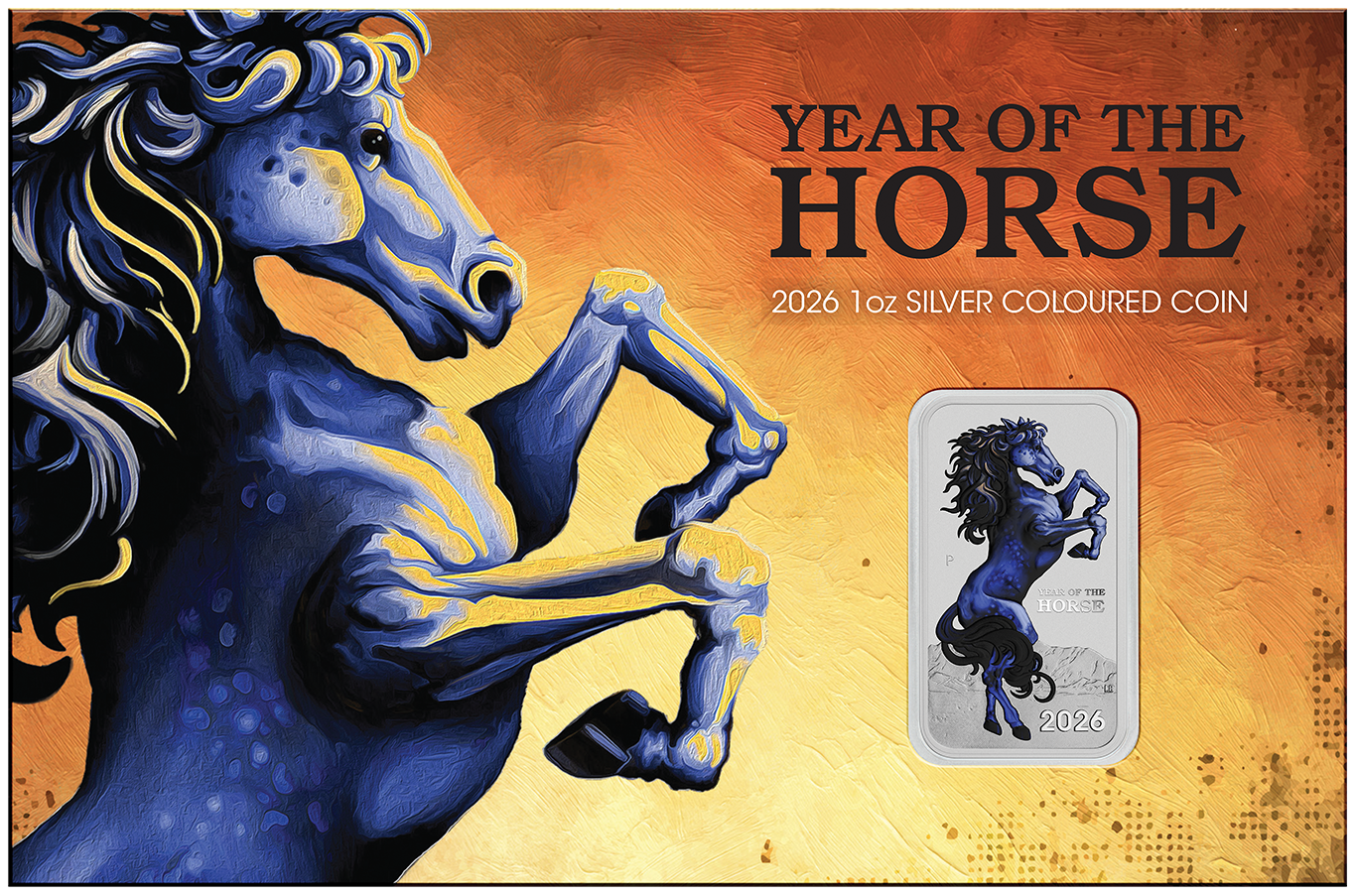 2026 Lunar Horse 1oz Silver Coloured Rectangular Coin