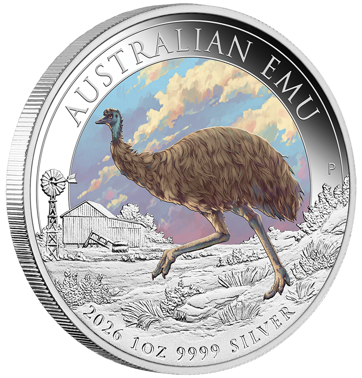 2026 $1 Australian Emu 1oz Coloured Silver Coin